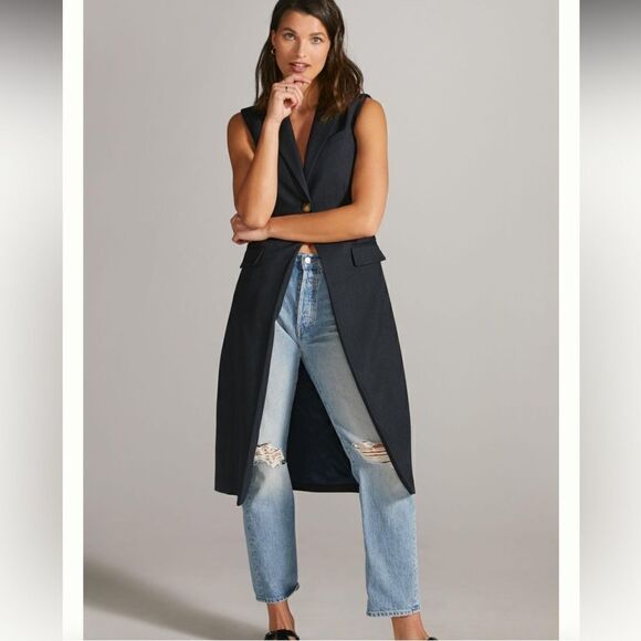 New Anthropologie Mare Mare Longline Button Vest - Picture 1 of 9